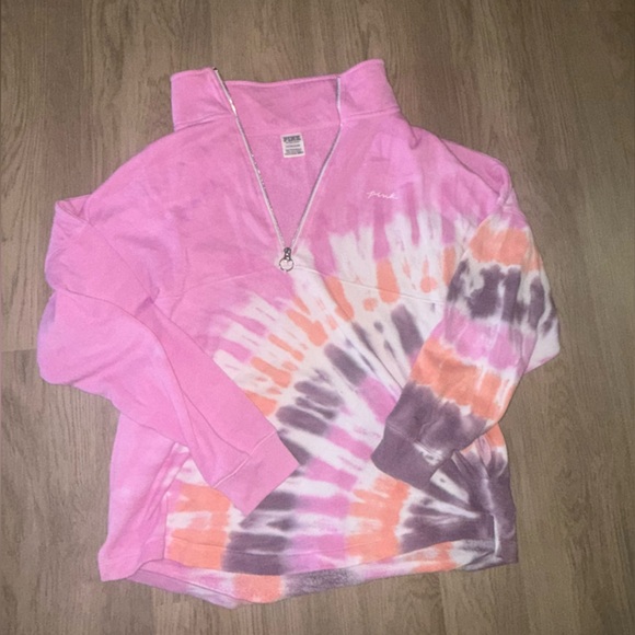 PINK Victoria's Secret Tops - PINK Victoria's Secret Tie-Dye Hoodie - Pink, Orange, Purple
